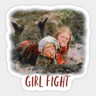 Laura and Nellie Girl Fight Sticker